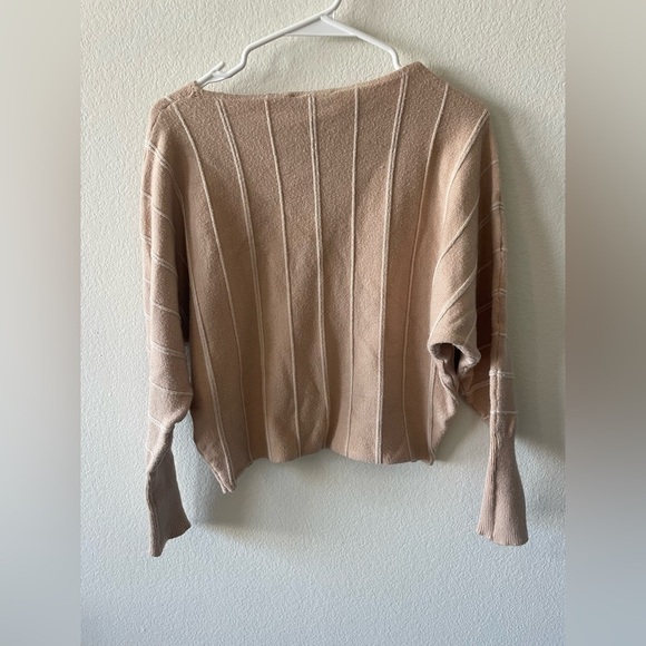 Magaschoni tan and cream stripped viscose nylon crew neck sweater - Picture 3 of 4
